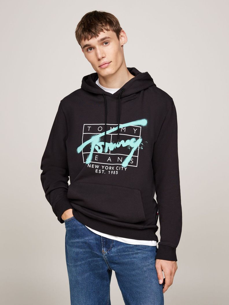 Polerón Hoodie Con Logo Graffiti Negro Tommy Hilfiger-0