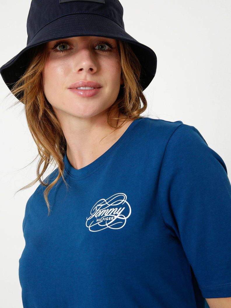 Vestido Camisero Con Logo Azul Tommy Hilfiger-3