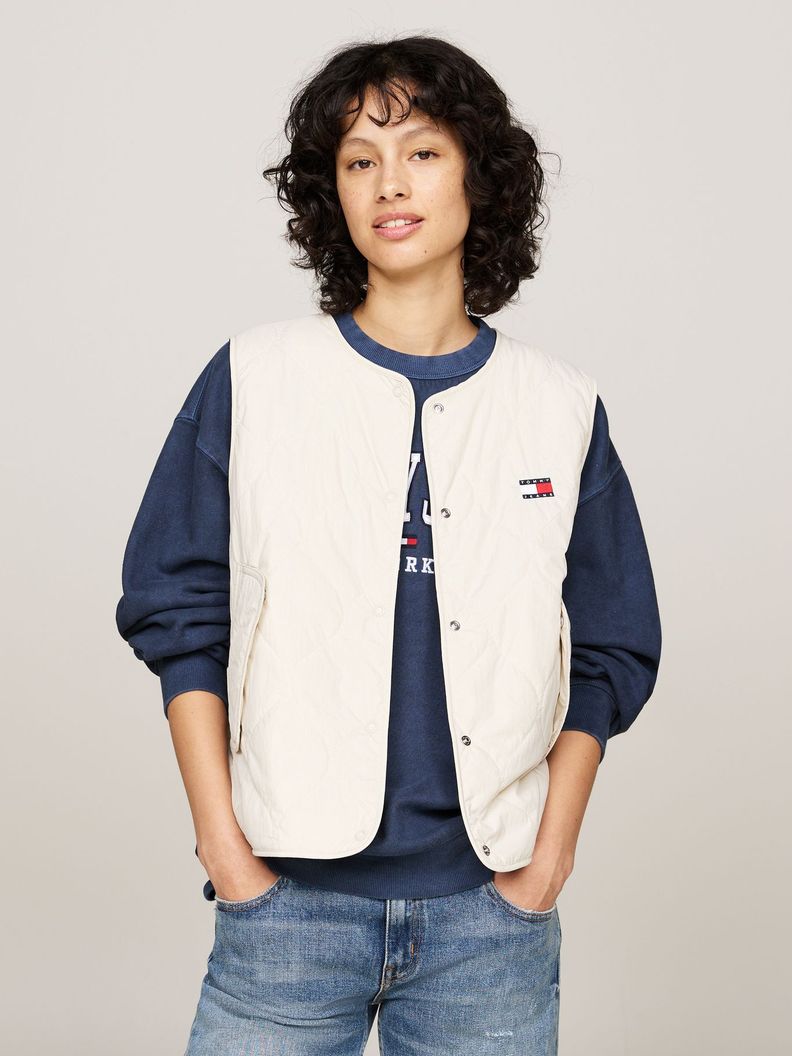 Chaqueta Vest Quilted Con Logo Beige Tommy Hilfiger-0