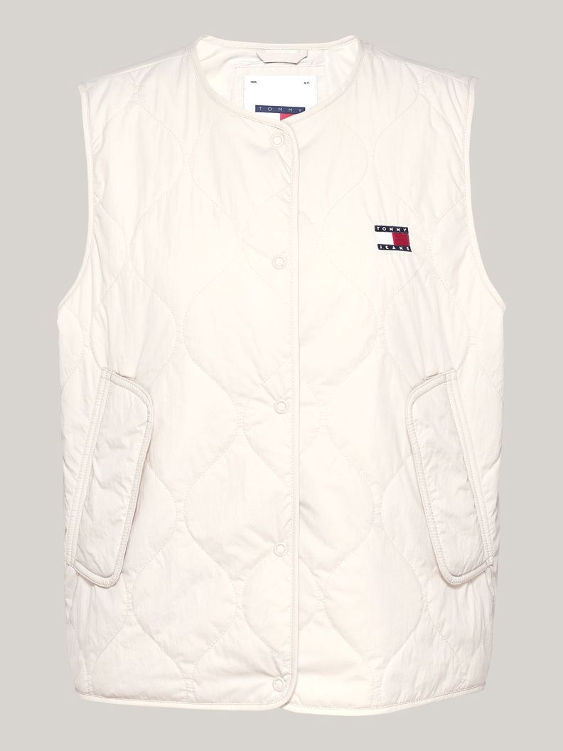 Chaqueta Vest Quilted Con Logo Beige Tommy Hilfiger-4
