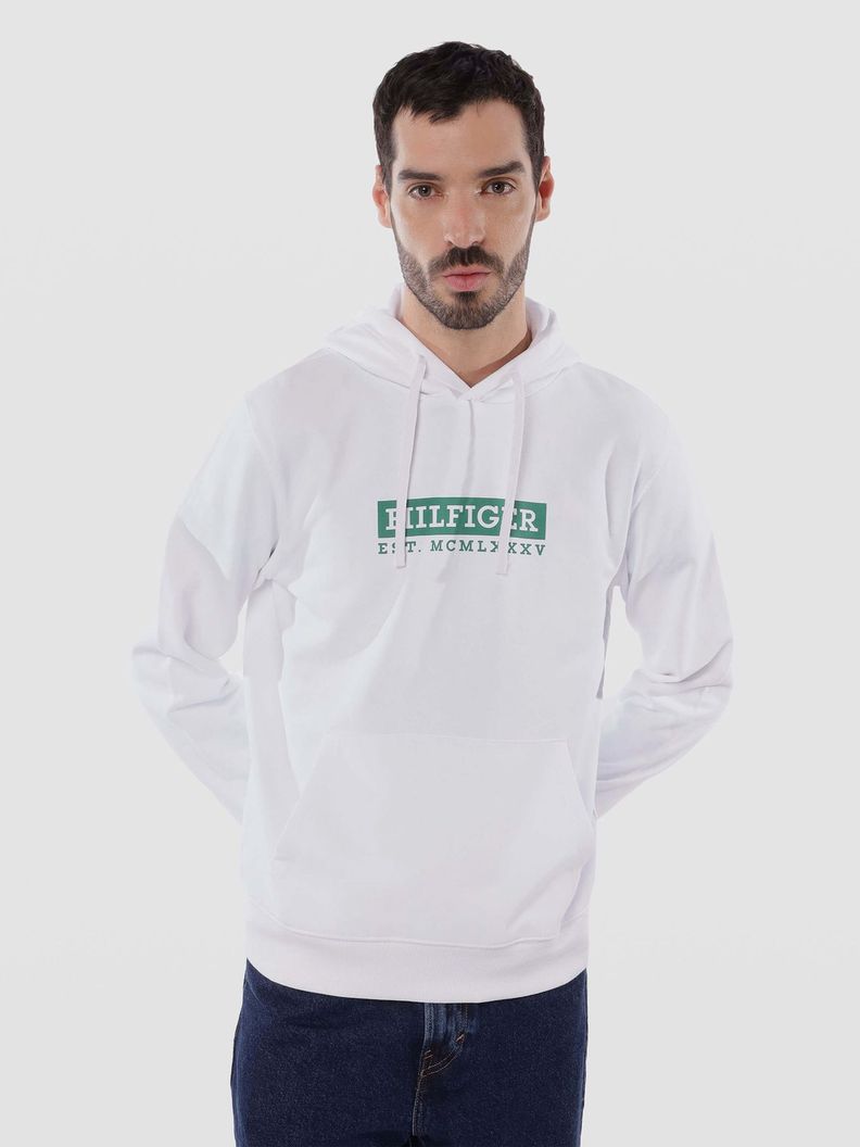 Poleron Hoodie Colour To Colour Logo Blanco S