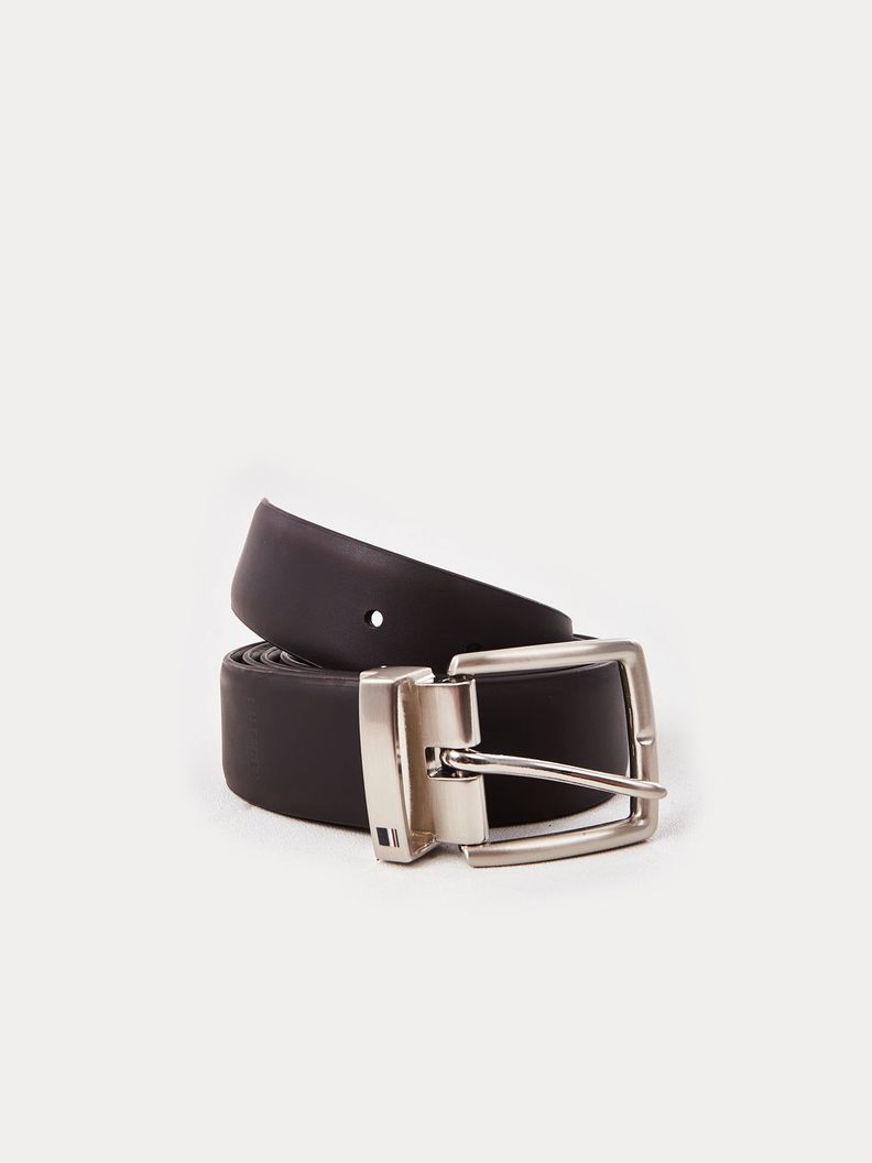 Cinturón Solid Con Logo Café Tommy Hilfiger-1