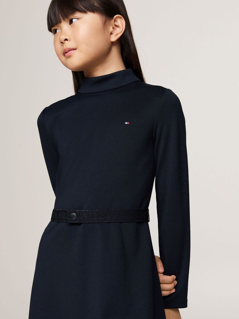 Vestido Solid Con Cinturón Azul Tommy Hilfiger-3