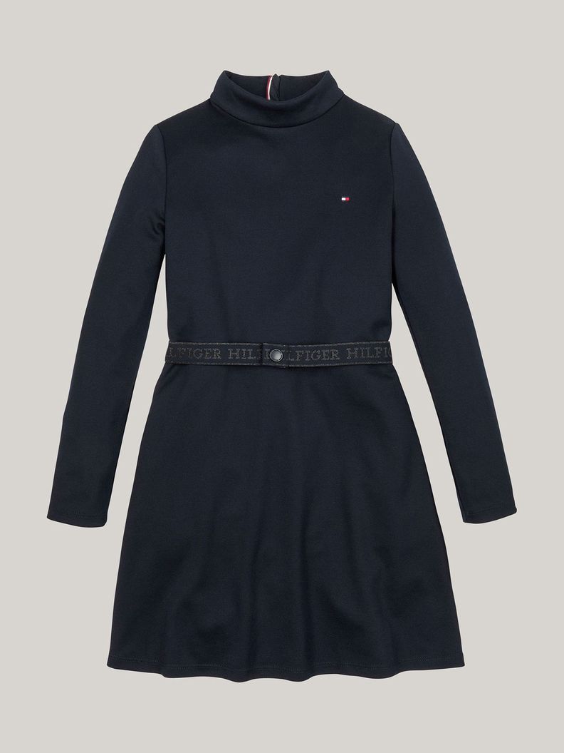 Vestido Solid Con Cinturón Azul Tommy Hilfiger-4