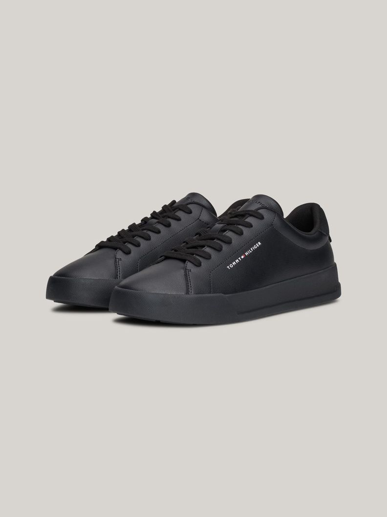 Zapatillas Court De Cuero Con Logo Negro Tommy Hilfiger-0