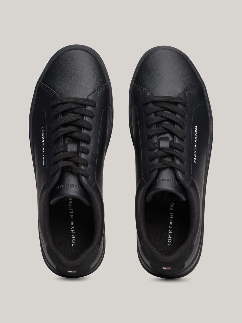 Zapatillas Court De Cuero Con Logo Negro Tommy Hilfiger-2