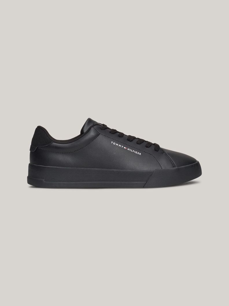 Zapatillas Court De Cuero Con Logo Negro Tommy Hilfiger-4