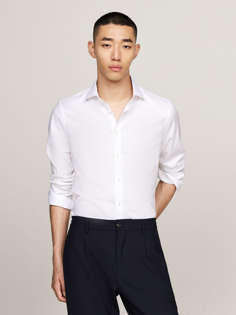 Camisa En Tejido Dobby Slim Fit Blanco Tommy Hilfiger-0