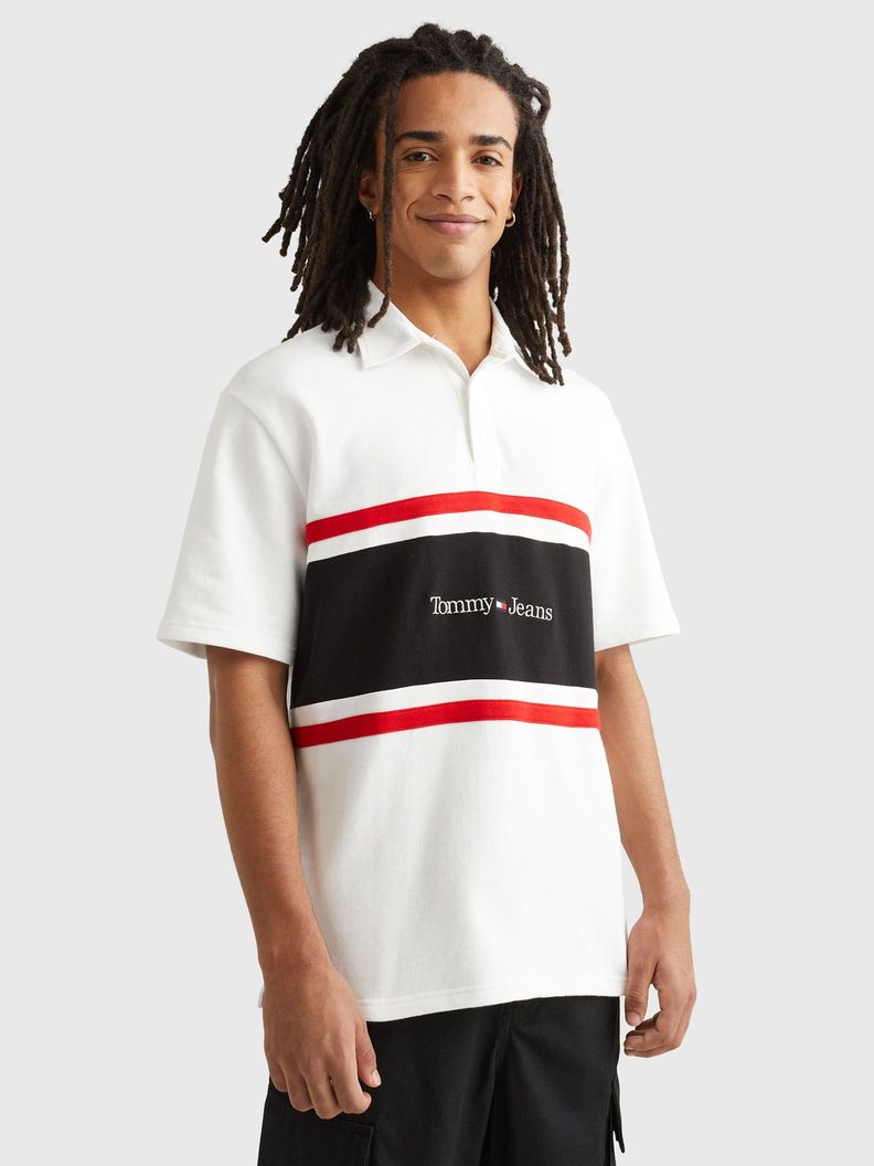 Polo Oversize Rugby Color Block Blanco Tommy Jeans-0