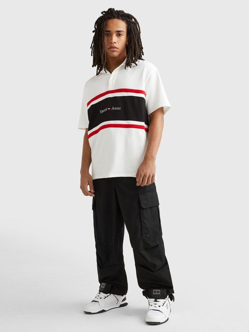 Polo Oversize Rugby Color Block Blanco Tommy Jeans-1