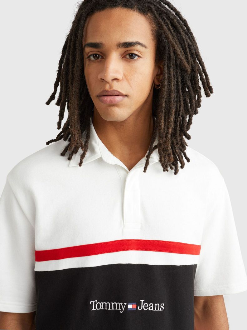 Polo Oversize Rugby Color Block Blanco Tommy Jeans-3