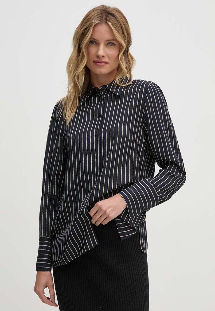 Camisa Fluid De Viscosa A Rayas Azul Tommy Hilfiger-0