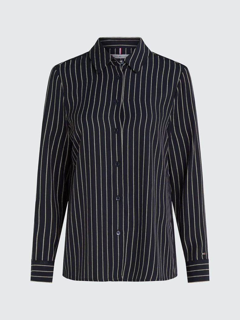 Camisa Fluid De Viscosa A Rayas Azul Tommy Hilfiger-4