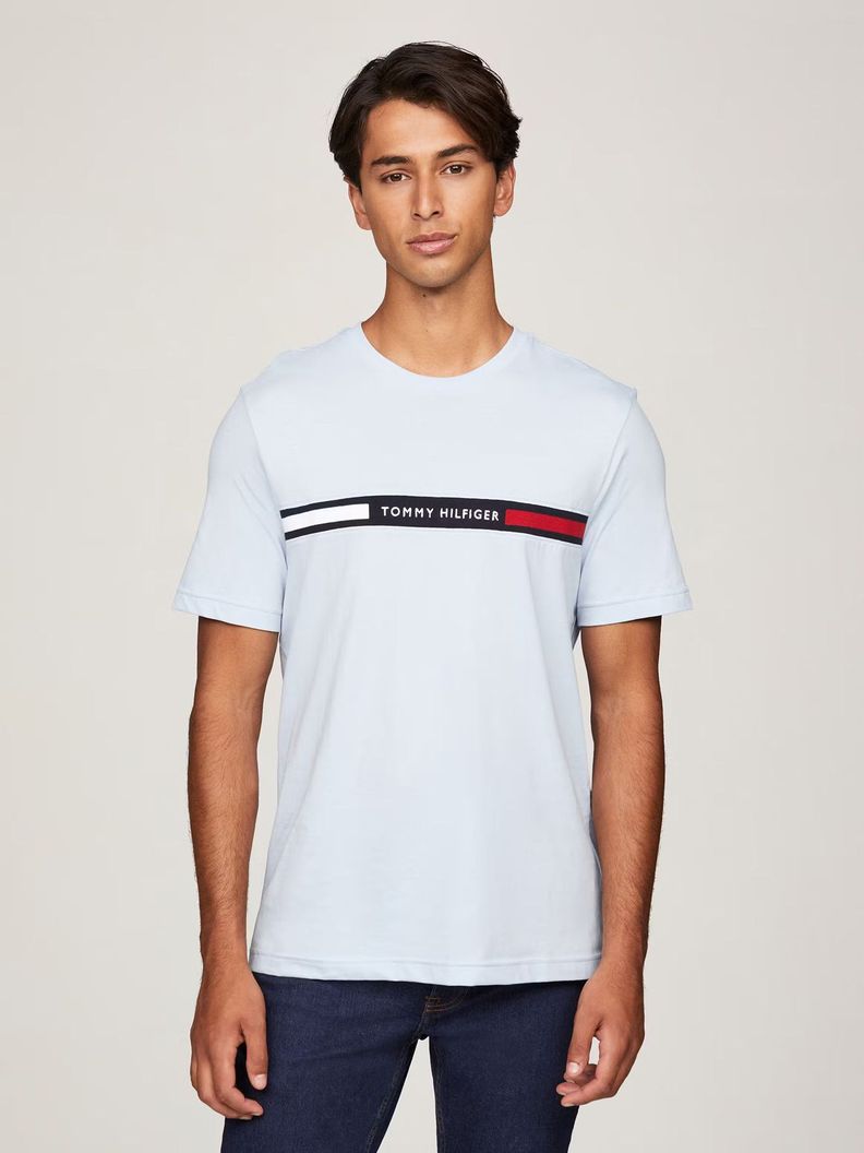 Polera Chest Insert Logo Regular Fit Celeste XS
