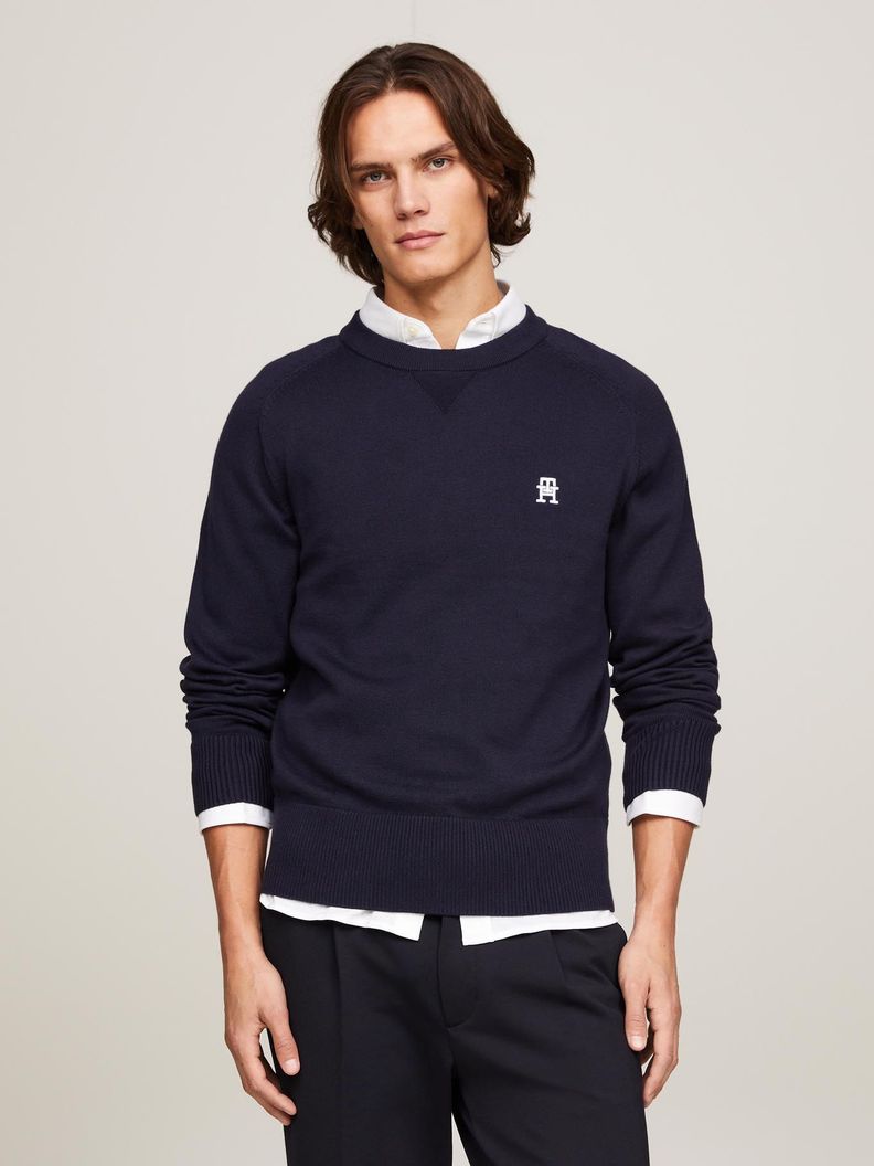 Sweater Relaxed Logo Monogram Azul Tommy Hilfiger-0