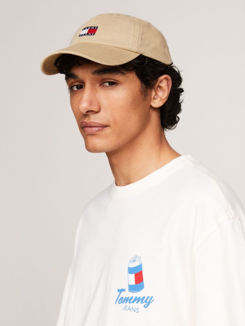Polera Organic Logo Slim Fit Beige Tommy Hilfiger-1