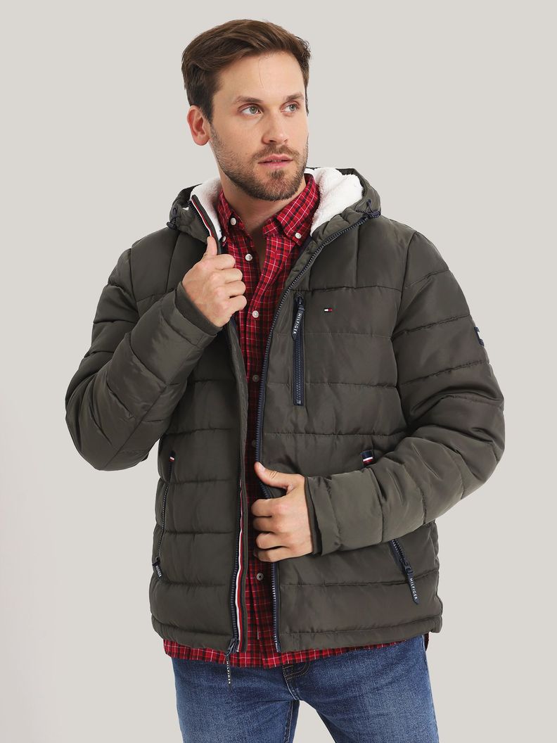 Parka Hoodie Quilted Con Logo Verde Tommy Hilfiger-0