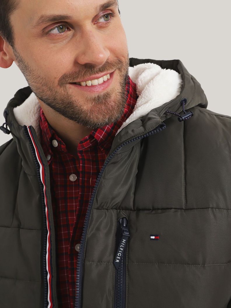 Parka Hoodie Quilted Con Logo Verde Tommy Hilfiger-3