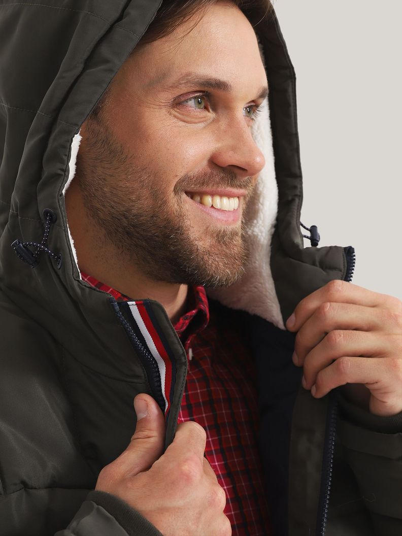 Parka Hoodie Quilted Con Logo Verde Tommy Hilfiger-4