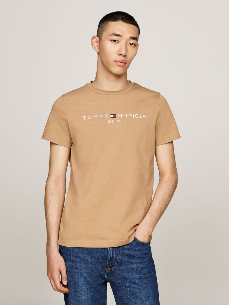 Polera Organic Con Logo Slim-Fit Beige Tommy Hilfiger-0