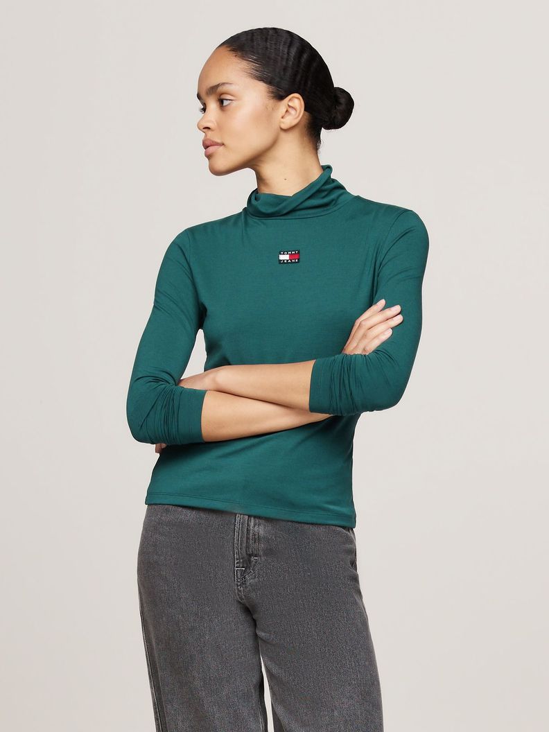 Polera Con Cuello Alto Y Logo Verde Tommy Hilfiger-0