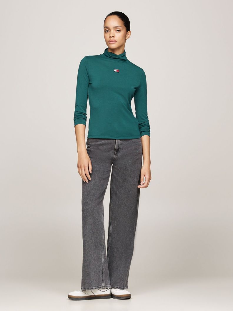 Polera Con Cuello Alto Y Logo Verde Tommy Hilfiger-1
