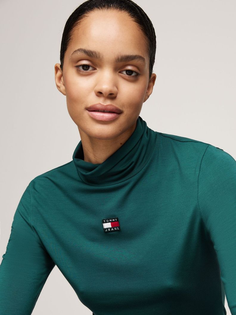 Polera Con Cuello Alto Y Logo Verde Tommy Hilfiger-3