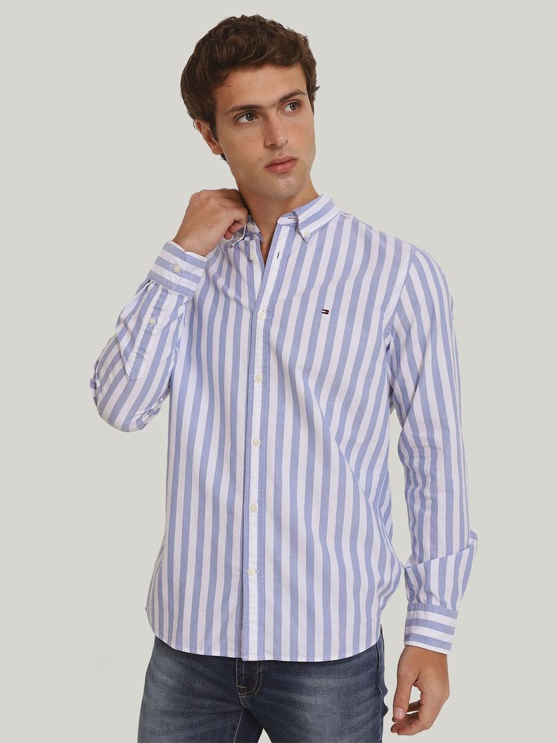 Camisa Oxford De Rayas Slim Fit Blanco Tommy Hilfiger-0