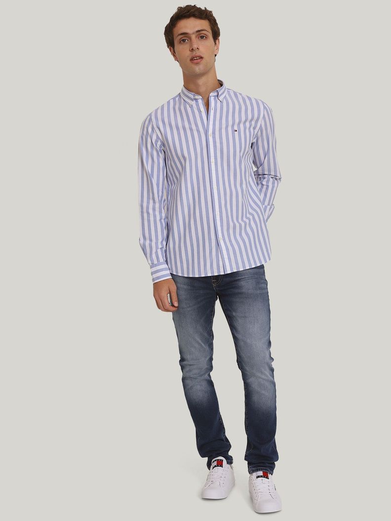 Camisa Oxford De Rayas Slim Fit Blanco Tommy Hilfiger-1