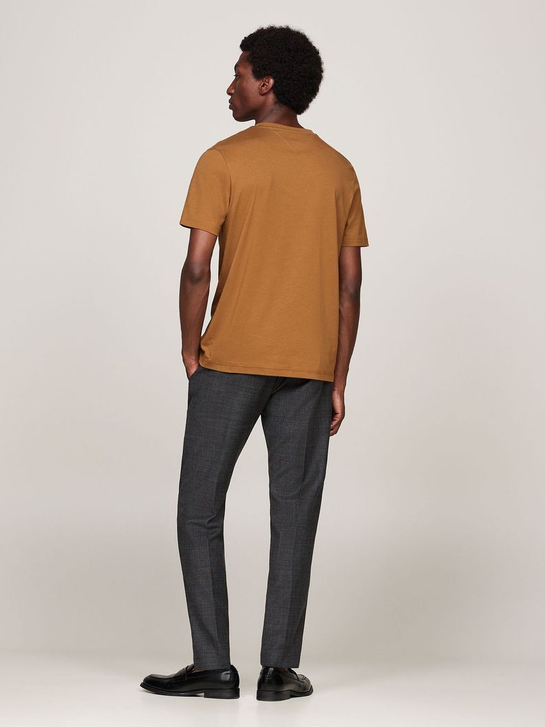Polera De Cuello Redondo Con Logo Café Tommy Hilfiger-2