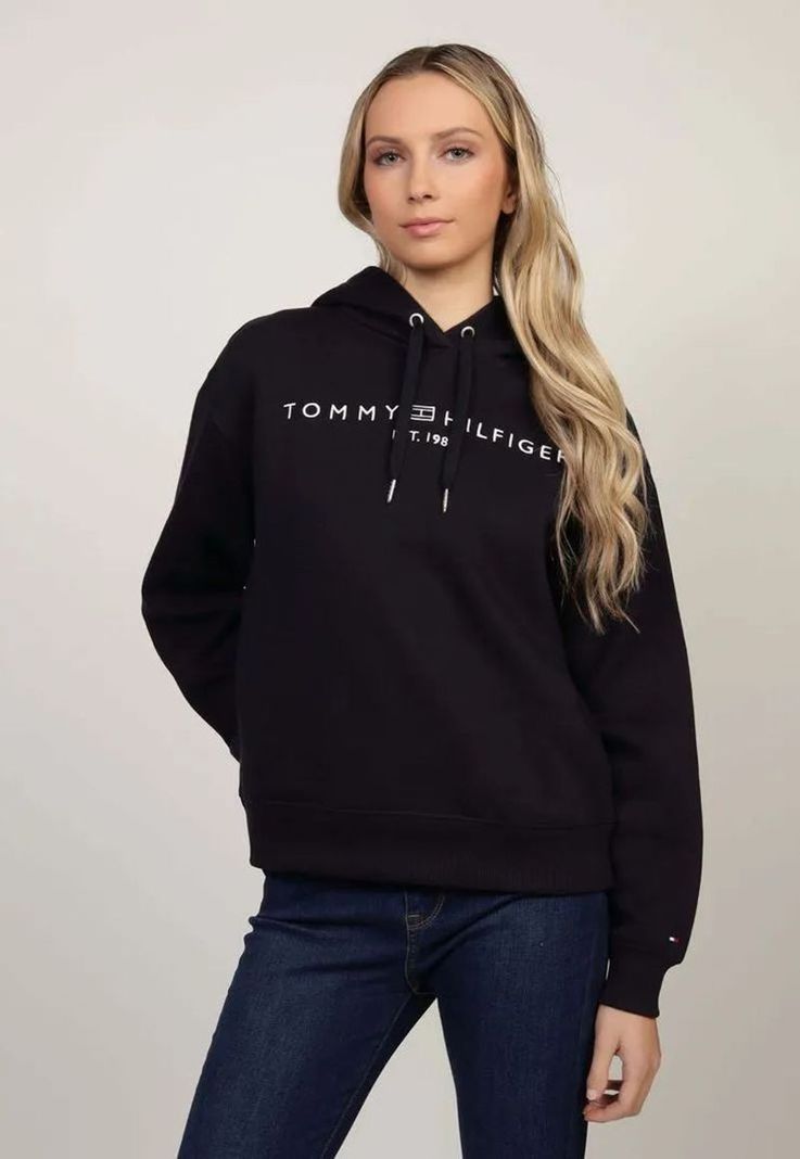 Polerón Hoodie Logo Bordado DW5 Azul Tommy Hilfiger-0