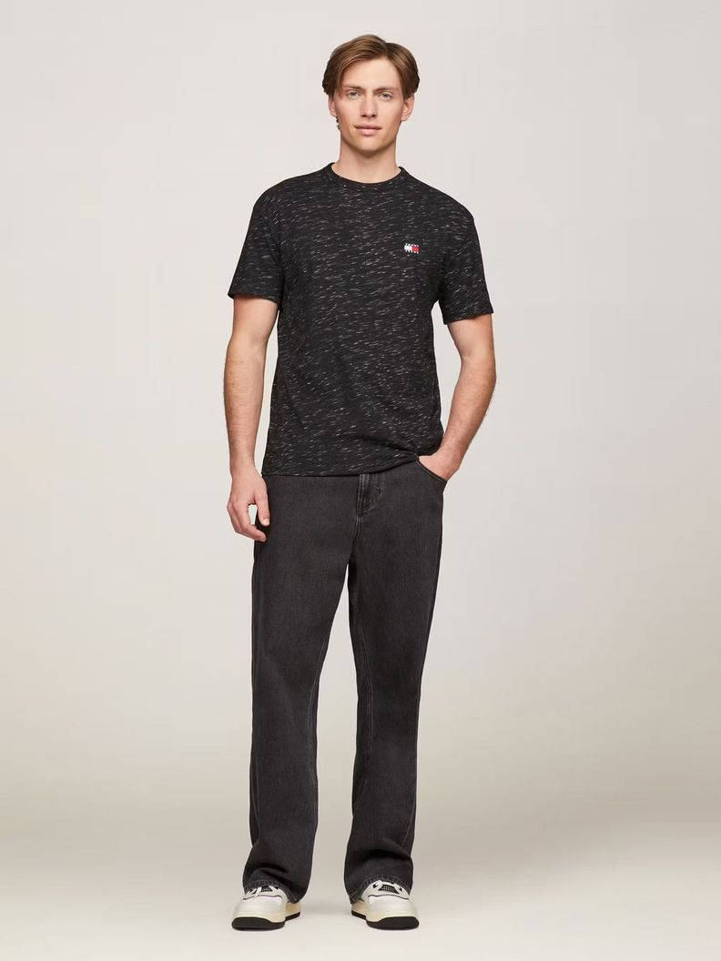 Polera Jaspeada Logo Regular Fit Negro Tommy Hilfiger-1