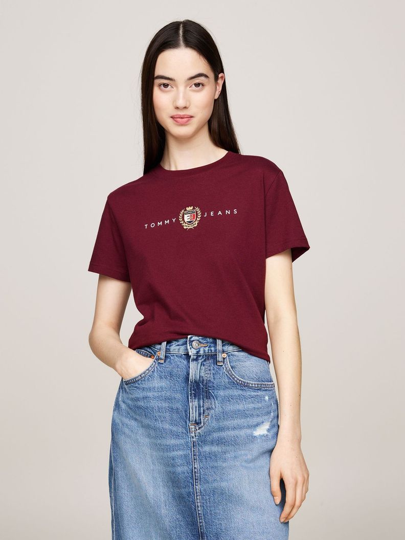 Polera Crest Linear Con Logo Burdeo Tommy Hilfiger-0
