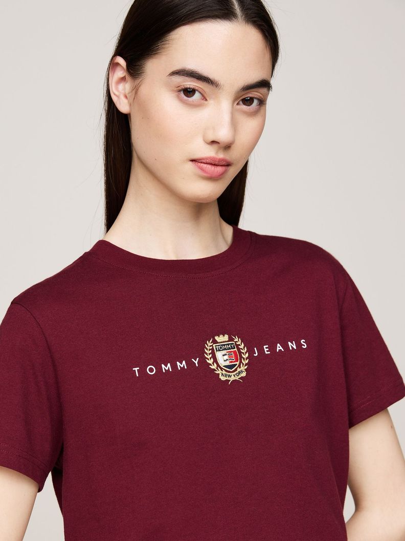 Polera Crest Linear Con Logo Burdeo Tommy Hilfiger-3