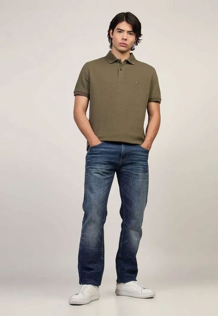 Polo Waffle Con Logo Regular Fit Verde Tommy Hilfiger-1
