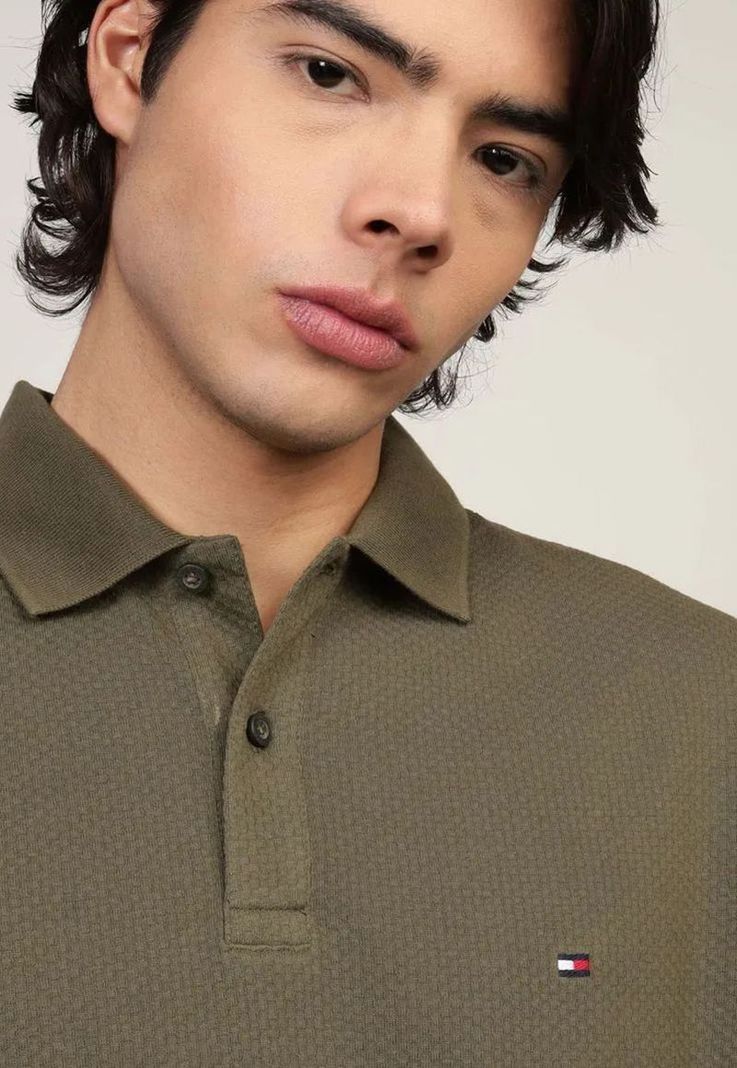 Polo Waffle Con Logo Regular Fit Verde Tommy Hilfiger-3