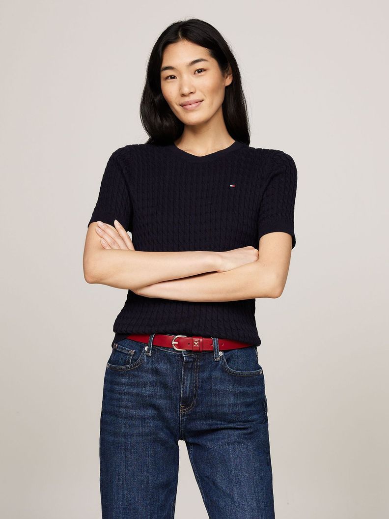 Sweater Tejido Cable Slim Fit Azul Tommy Hilfiger-0
