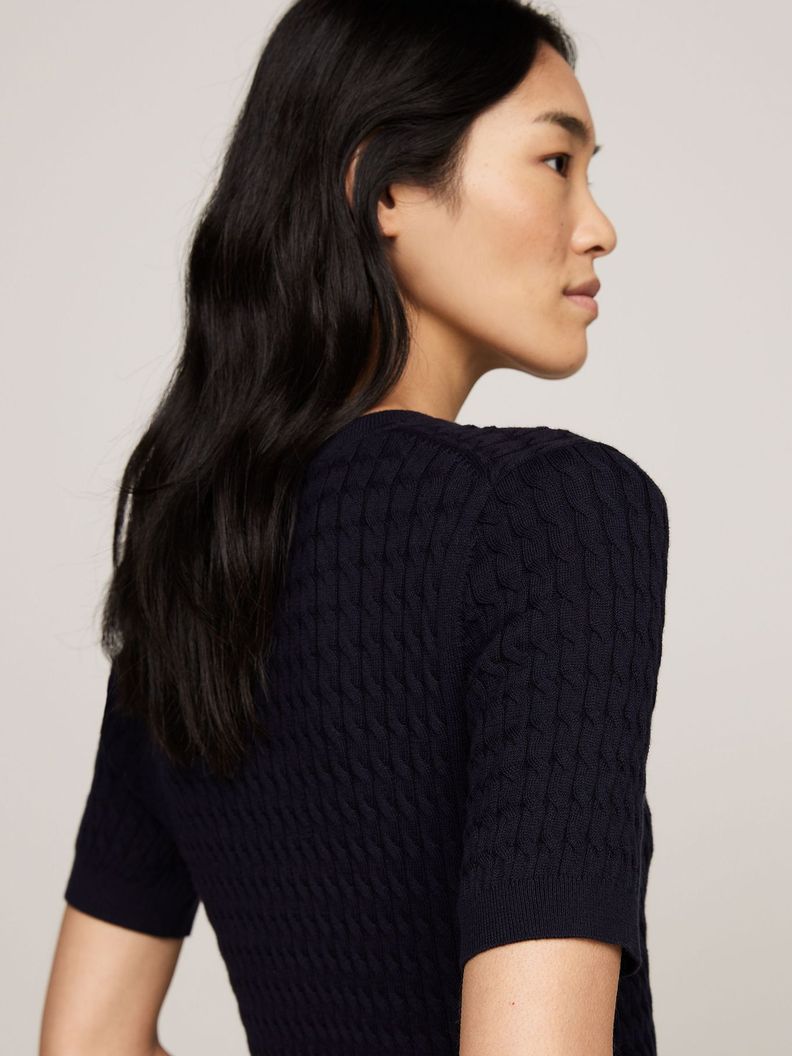Sweater Tejido Cable Slim Fit Azul Tommy Hilfiger-3