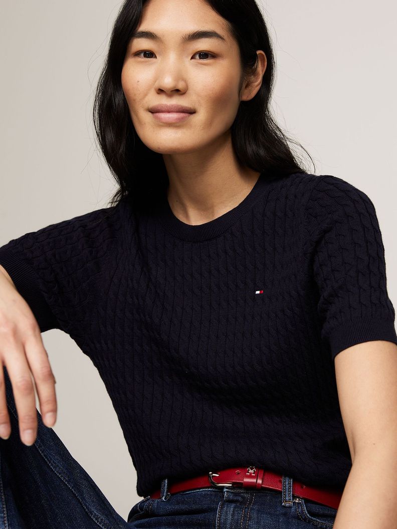 Sweater Tejido Cable Slim Fit Azul Tommy Hilfiger-4