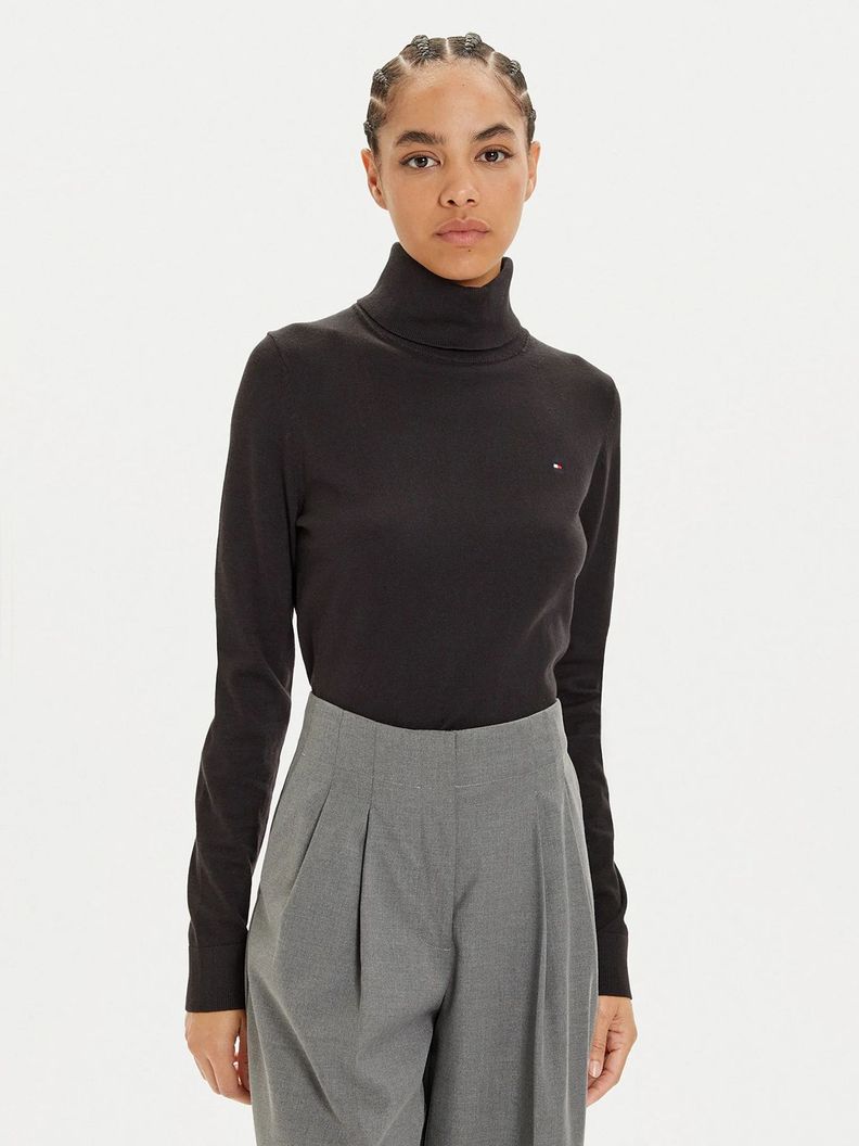 Sweater De Cuello Alto Con Logo Negro Tommy Hilfiger-0