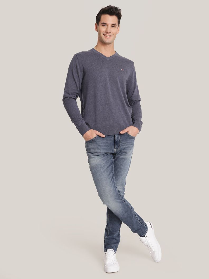 Sweater Básico Signature V-Neck Gris Tommy Hilfiger-1
