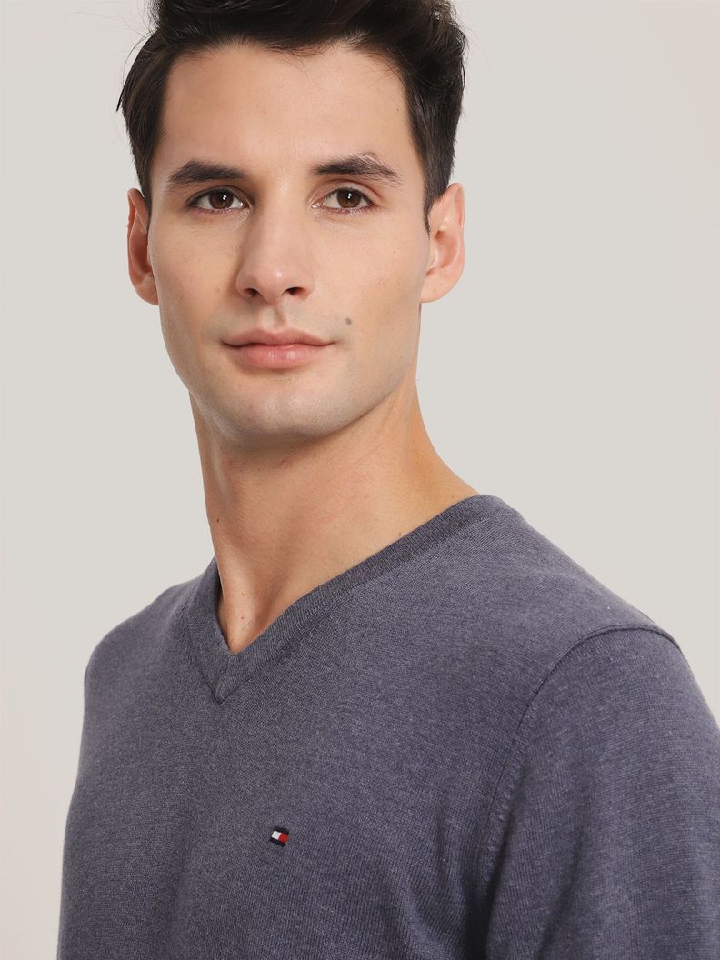 Sweater Básico Signature V-Neck Gris Tommy Hilfiger-3