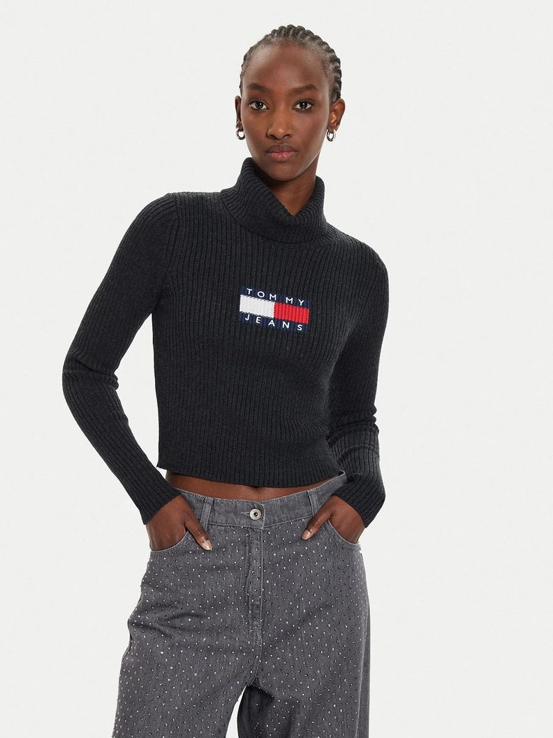 Sweater De Cuello Alto Slim Fit Negro Tommy Hilfiger-0