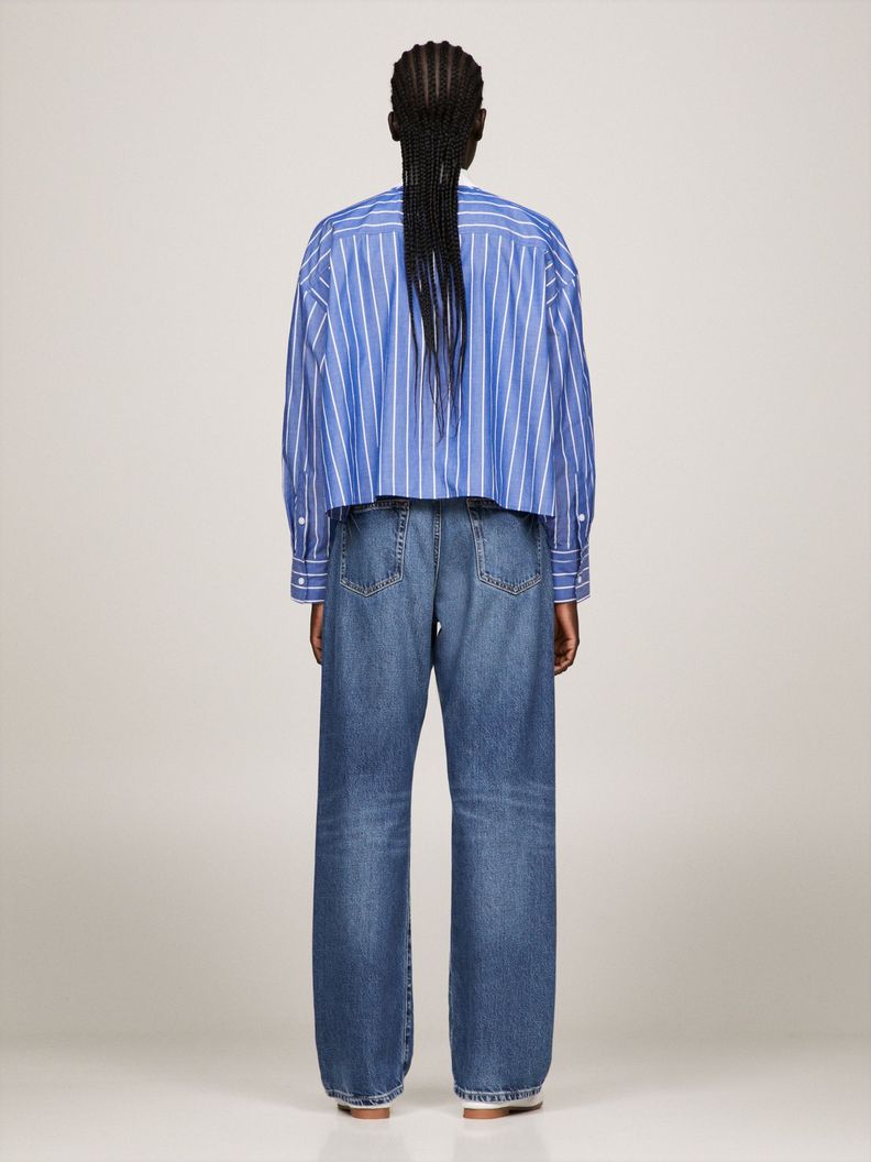 CAMISA CROPPED A RAYAS CELESTE TOMMY HILFIGER-2