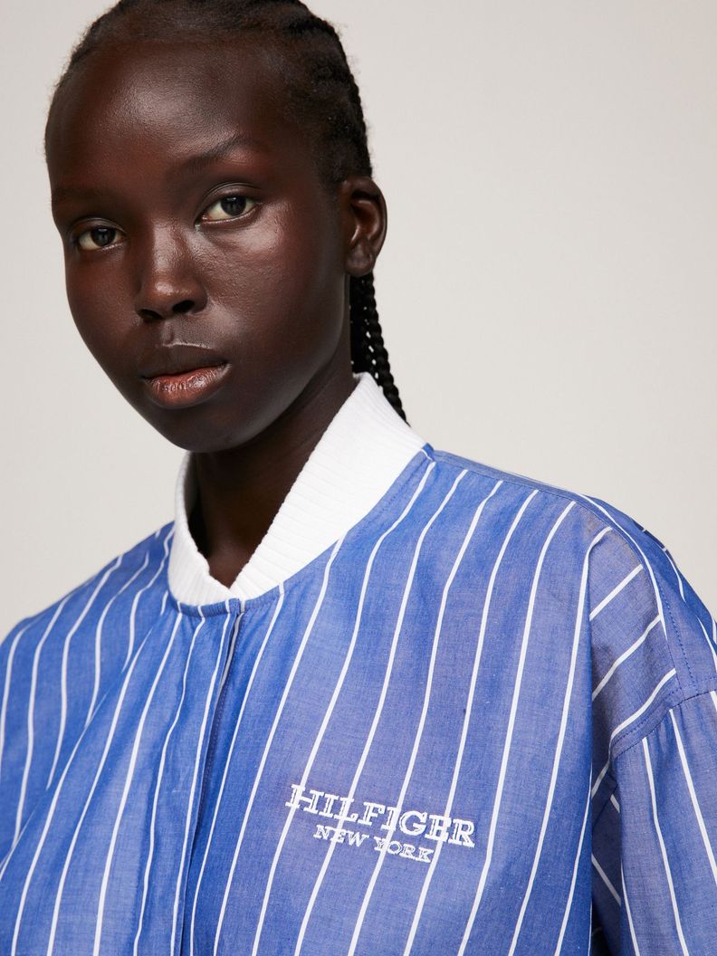 CAMISA CROPPED A RAYAS CELESTE TOMMY HILFIGER-3