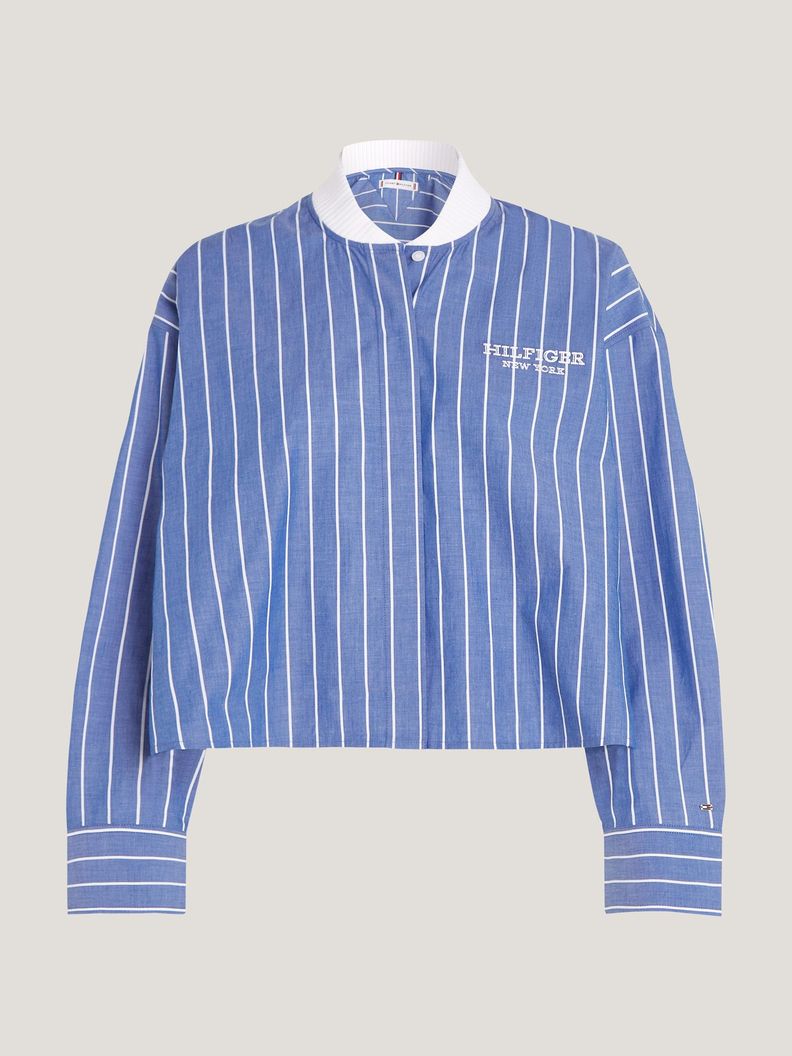 CAMISA CROPPED A RAYAS CELESTE TOMMY HILFIGER-4