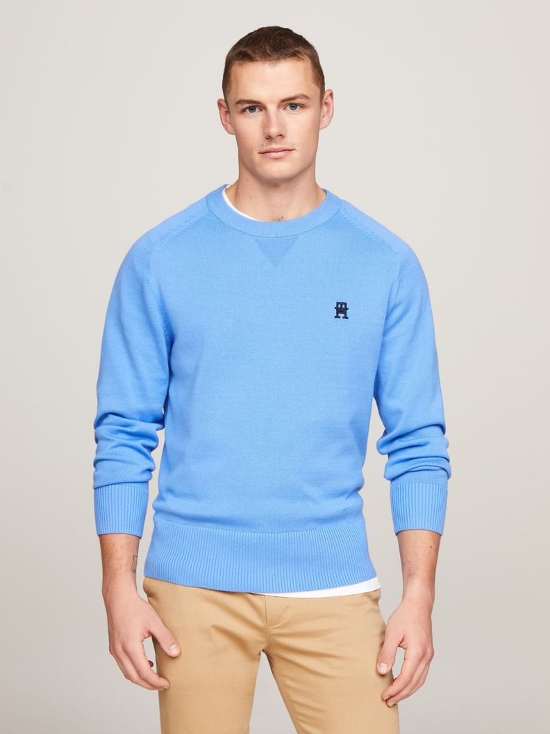 Sweater Relaxed Logo Monogram Celeste Tommy Hilfiger-0