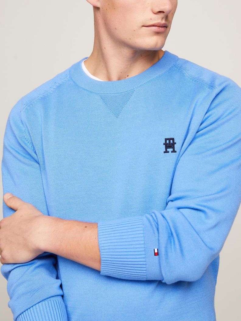 Sweater Relaxed Logo Monogram Celeste Tommy Hilfiger-3