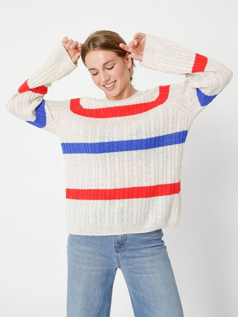 Sweater De Lana De Punto Trenzado Beige Tommy Hilfiger-0