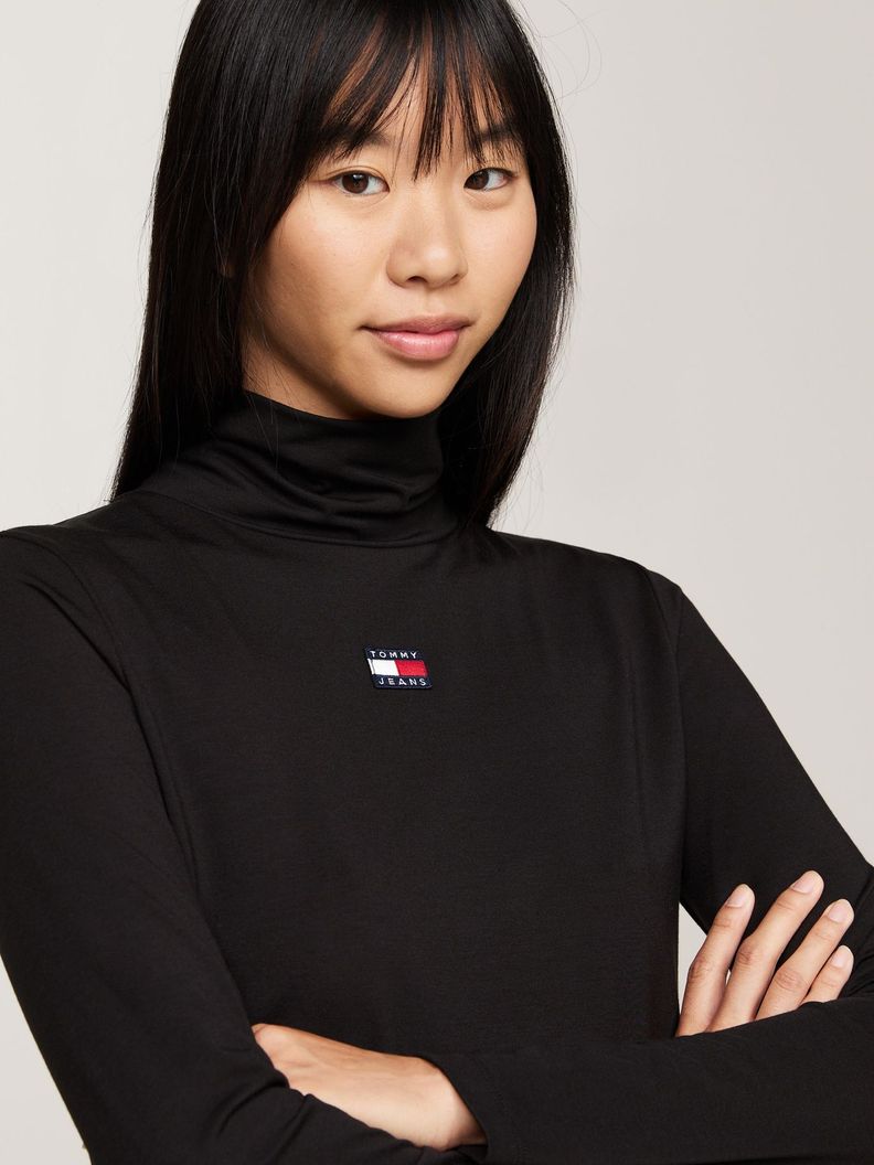 Polera Con Cuello Alto Y Logo Negro Tommy Hilfiger-3